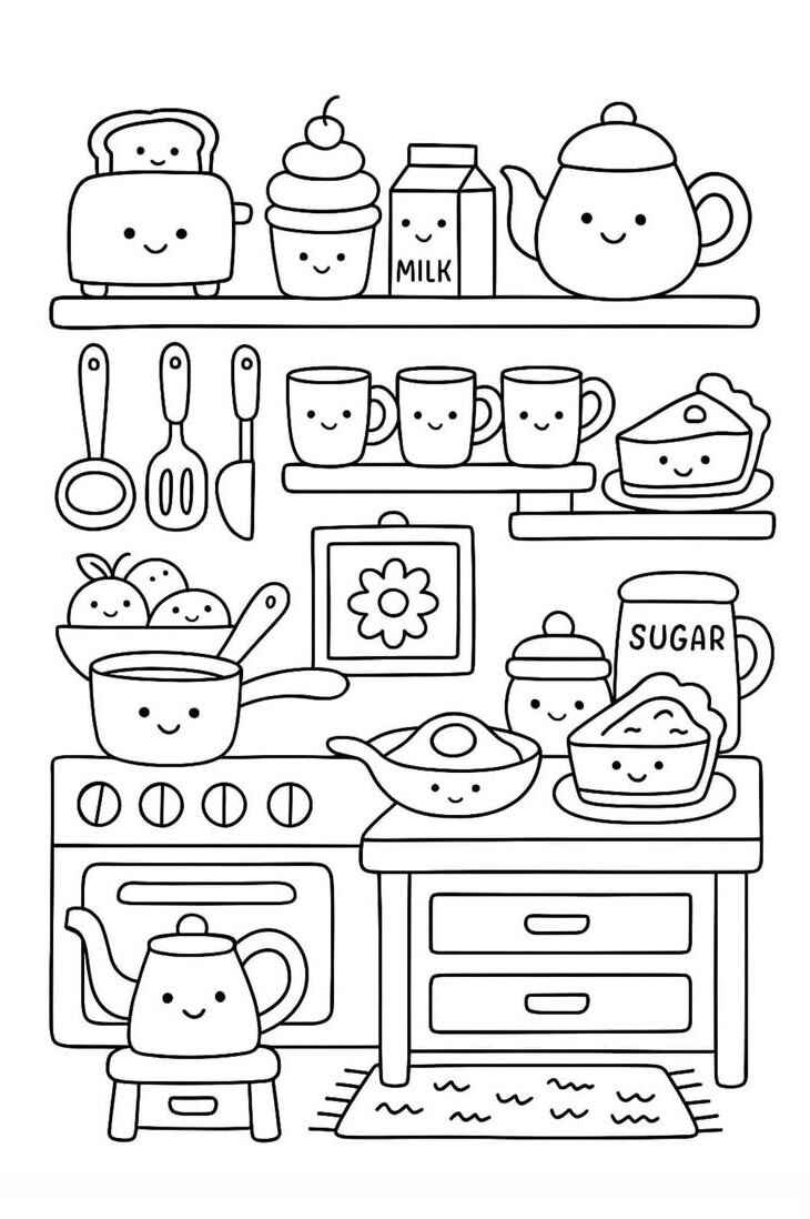 Desenho de Cozinha Desenho Colorir Imprimir 05