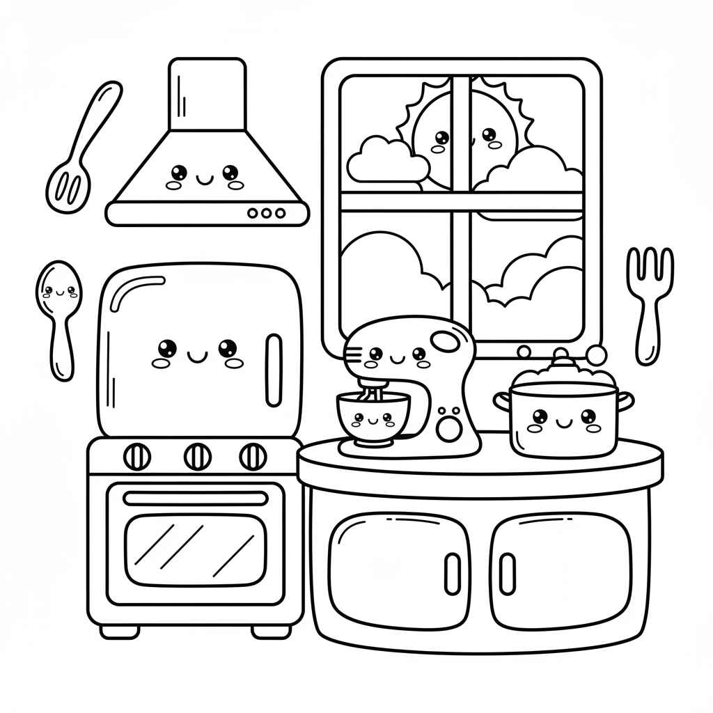 Desenho de Cozinha Desenho Colorir Imprimir 26