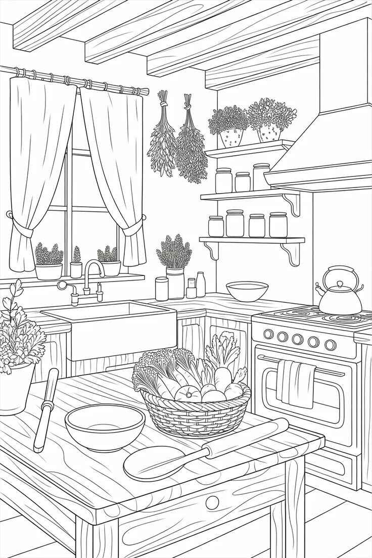 Desenho de Cozinha Desenho Colorir Imprimir 35