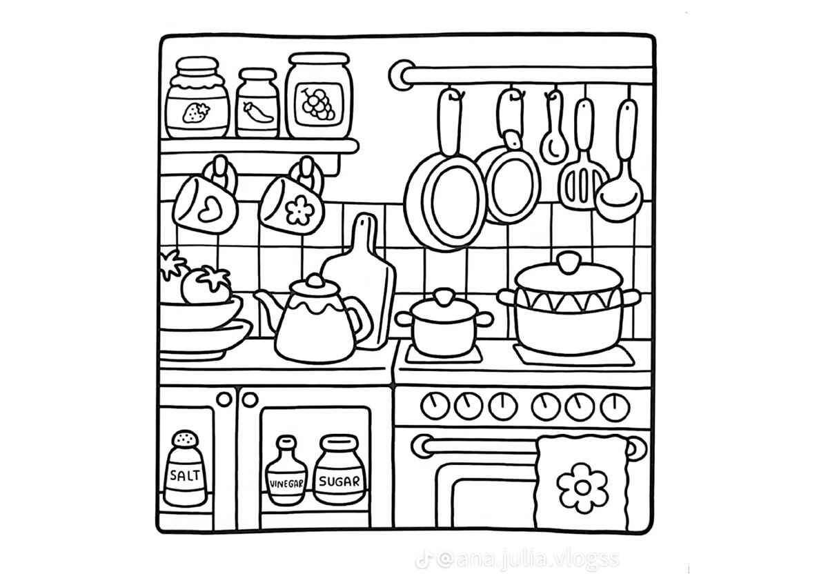 Desenho de Cozinha Desenho Colorir Imprimir 36