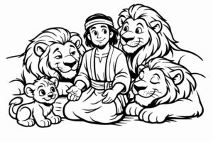 Desenho de Daniel Na Cova Dos Leoes Desenho Colorir Imprimir 03