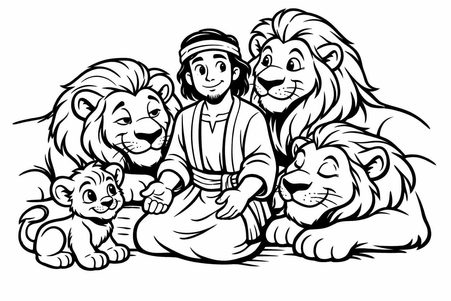 Desenho de Daniel Na Cova Dos Leoes Desenho Colorir Imprimir 03