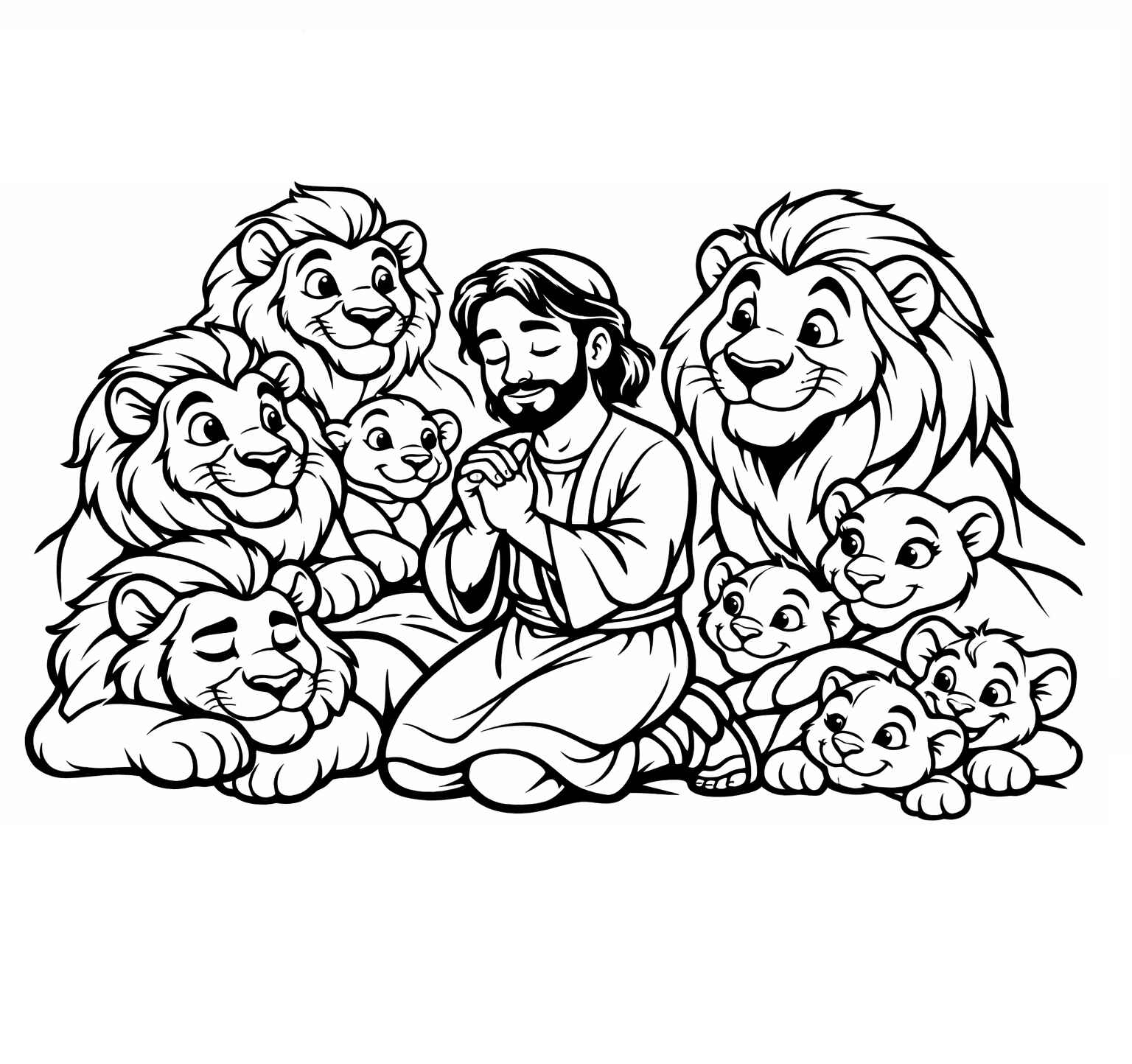 Desenho de Daniel Na Cova Dos Leoes Desenho Colorir Imprimir 04