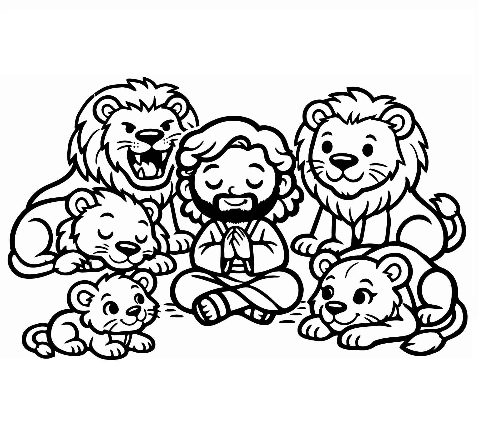 Desenho de Daniel Na Cova Dos Leoes Desenho Colorir Imprimir 06