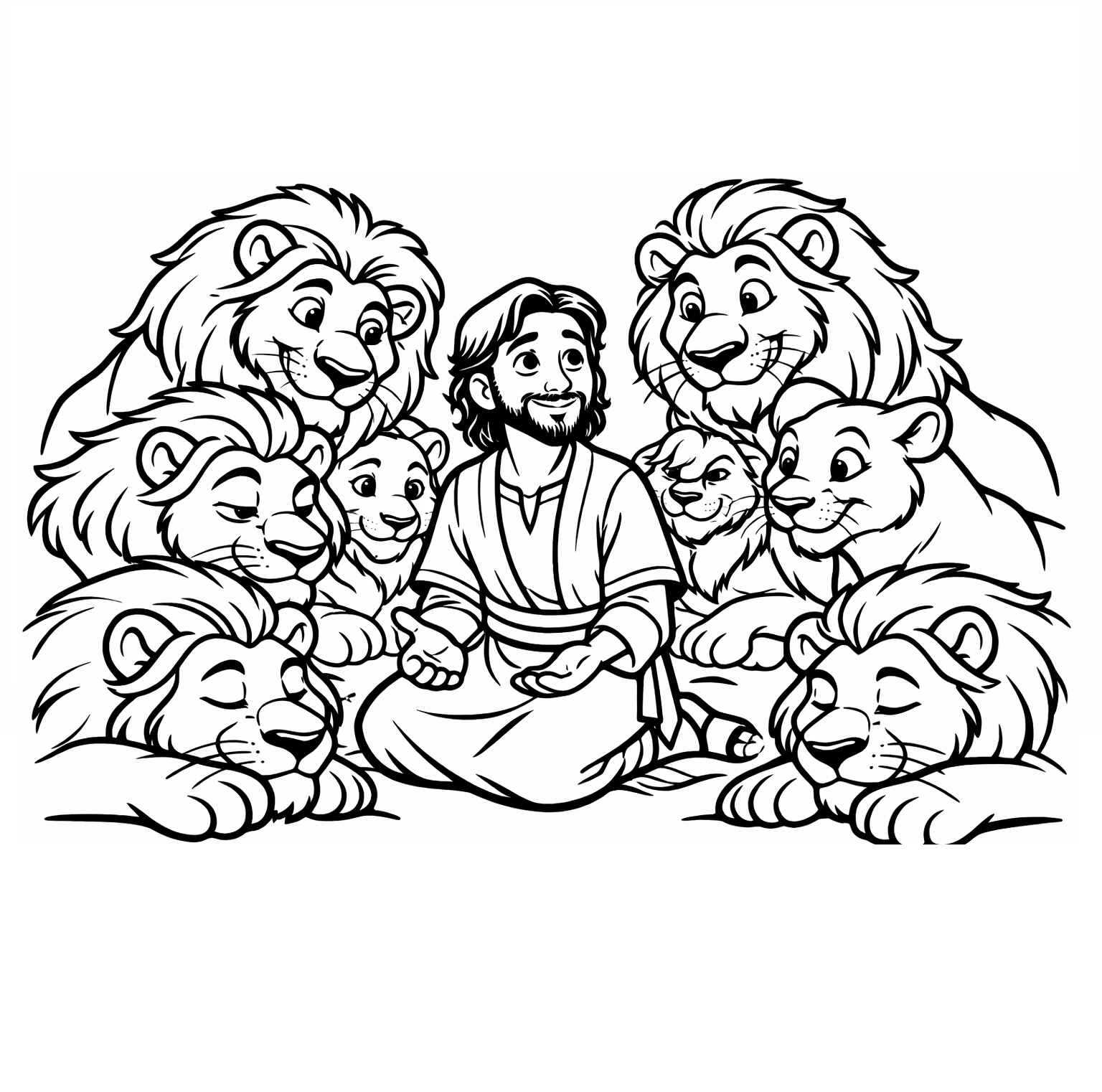 Desenho de Daniel Na Cova Dos Leoes Desenho Colorir Imprimir 08