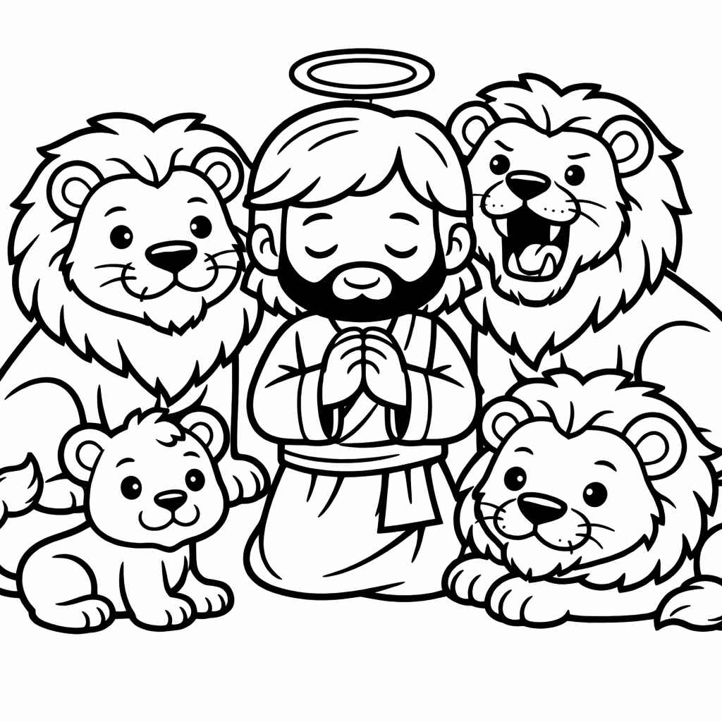 Desenho de Daniel Na Cova Dos Leoes Desenho Colorir Imprimir 09