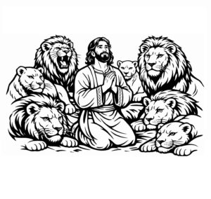 Desenho de Daniel Na Cova Dos Leoes Desenho Colorir Imprimir 10