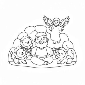 Desenho de Daniel Na Cova Dos Leoes Desenho Colorir Imprimir 11