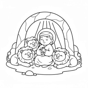 Desenho de Daniel Na Cova Dos Leoes Desenho Colorir Imprimir 12