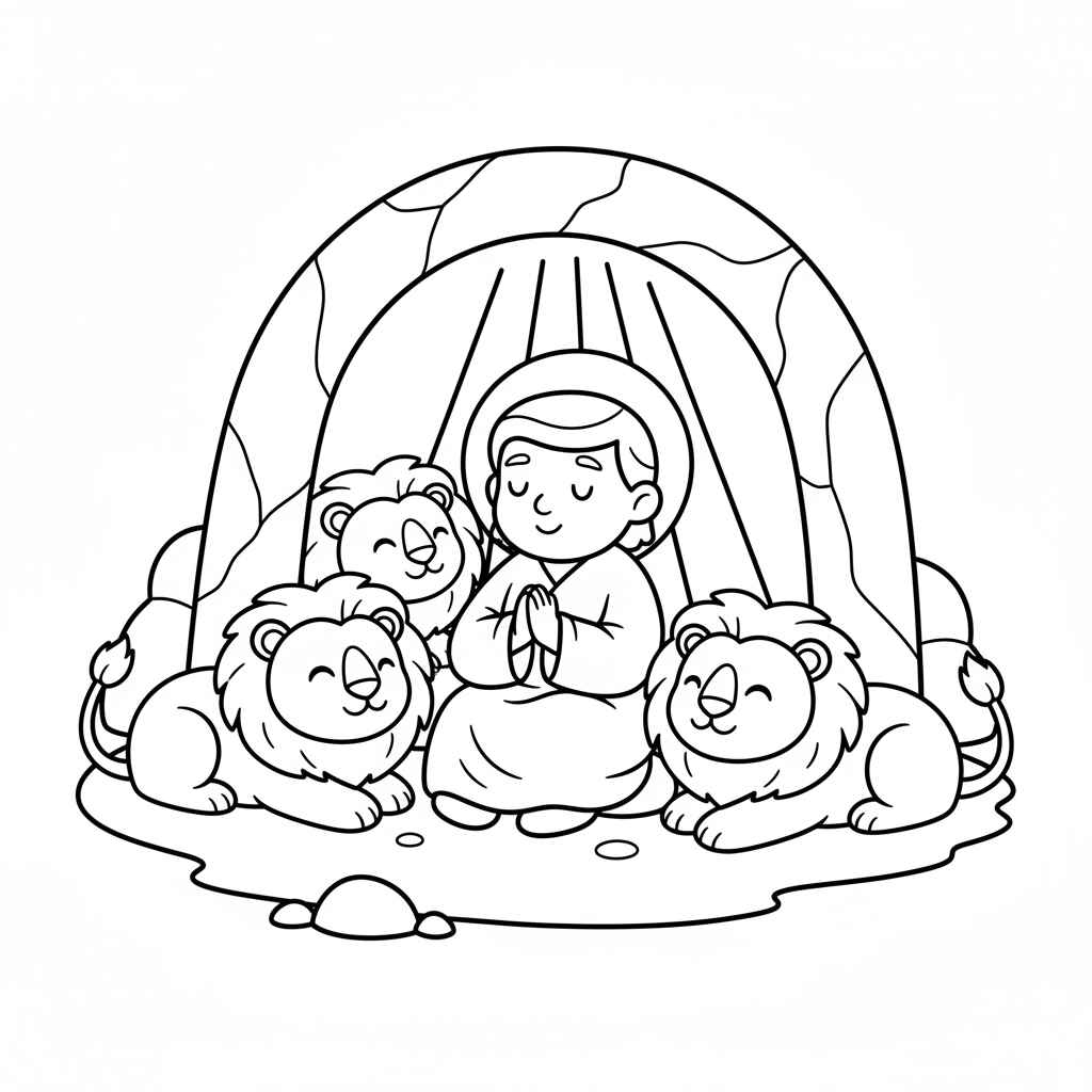 Desenho de Daniel Na Cova Dos Leoes Desenho Colorir Imprimir 12