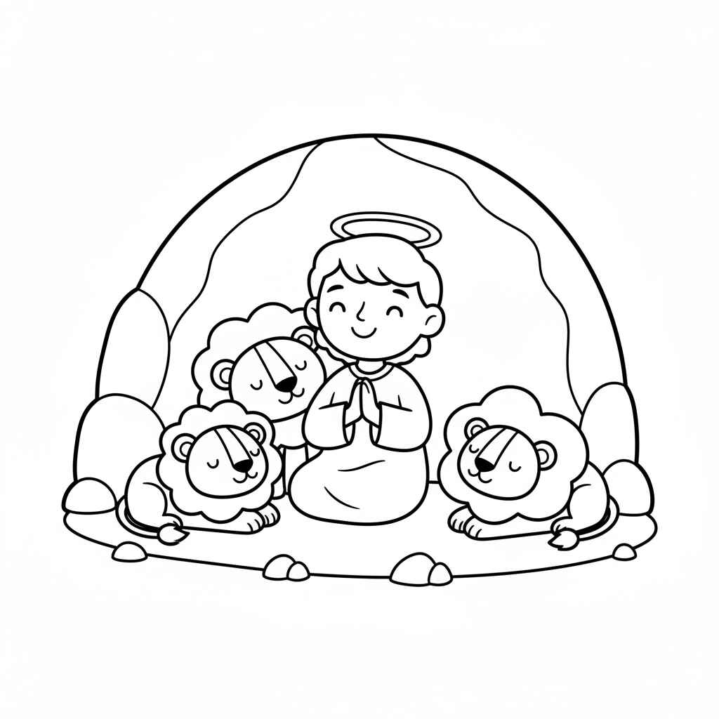 Desenho de Daniel Na Cova Dos Leoes Desenho Colorir Imprimir 13