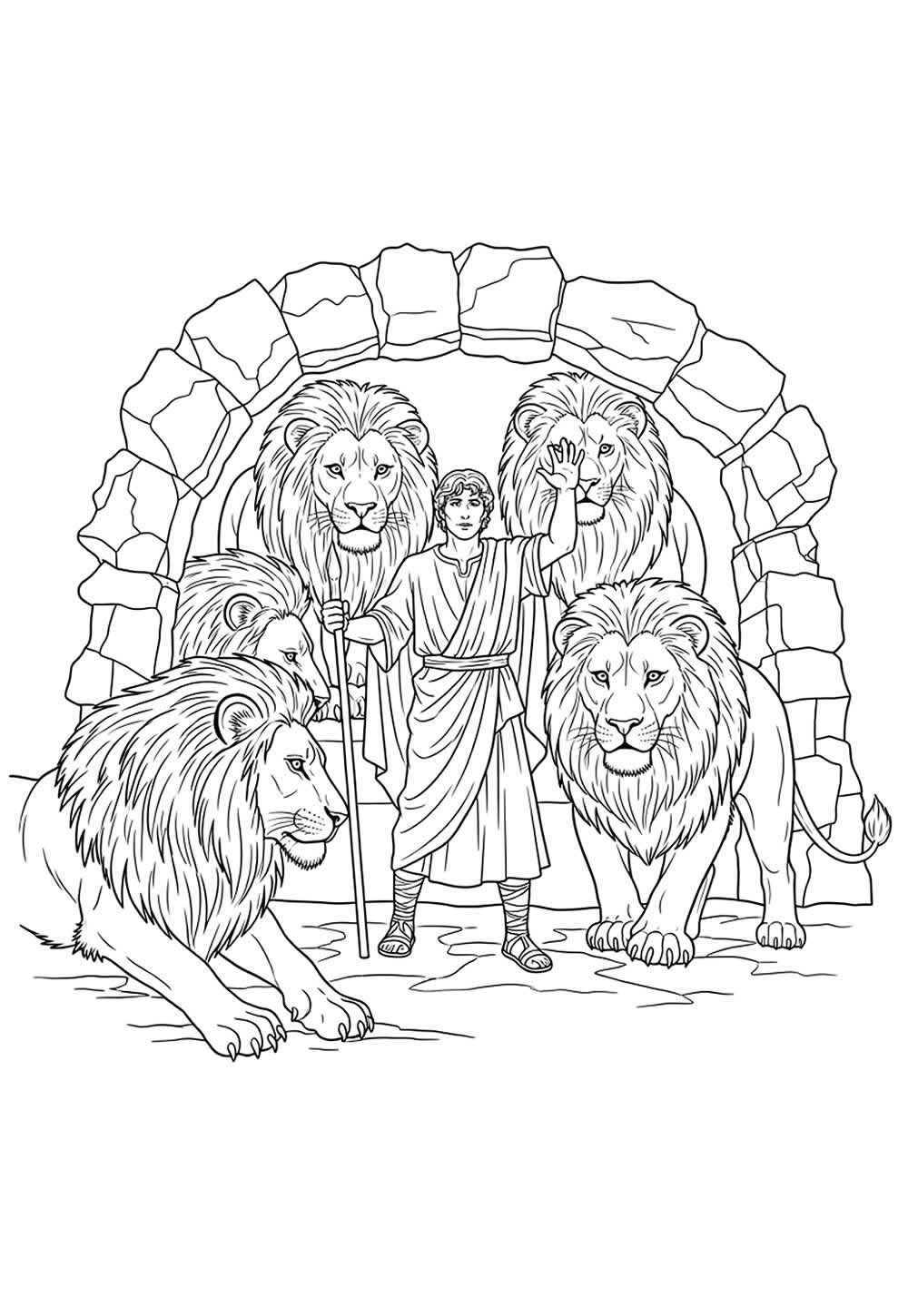 Desenho de Daniel Na Cova Dos Leoes Desenho Colorir Imprimir 16