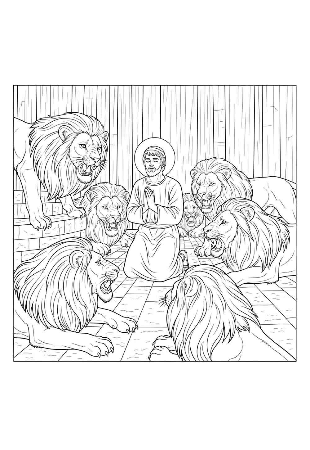 Desenho de Daniel Na Cova Dos Leoes Desenho Colorir Imprimir 19