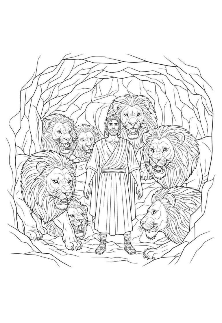Desenhos do Daniel na Cova dos Leões para Imprimir e Colorir