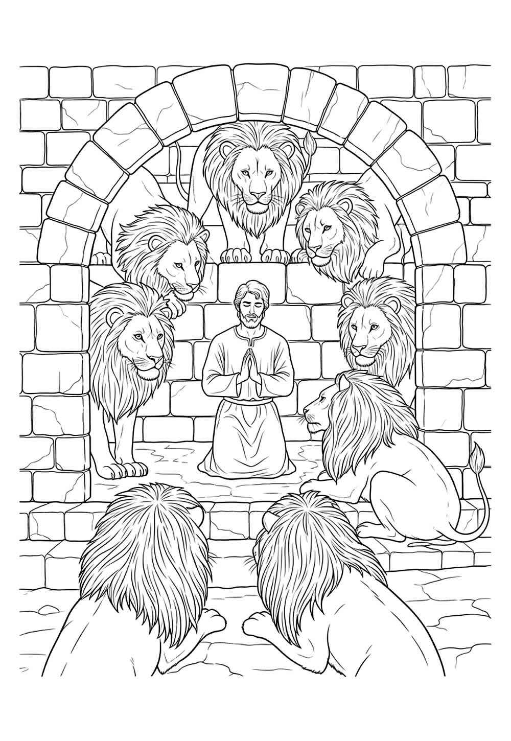 Desenho de Daniel Na Cova Dos Leoes Desenho Colorir Imprimir 22