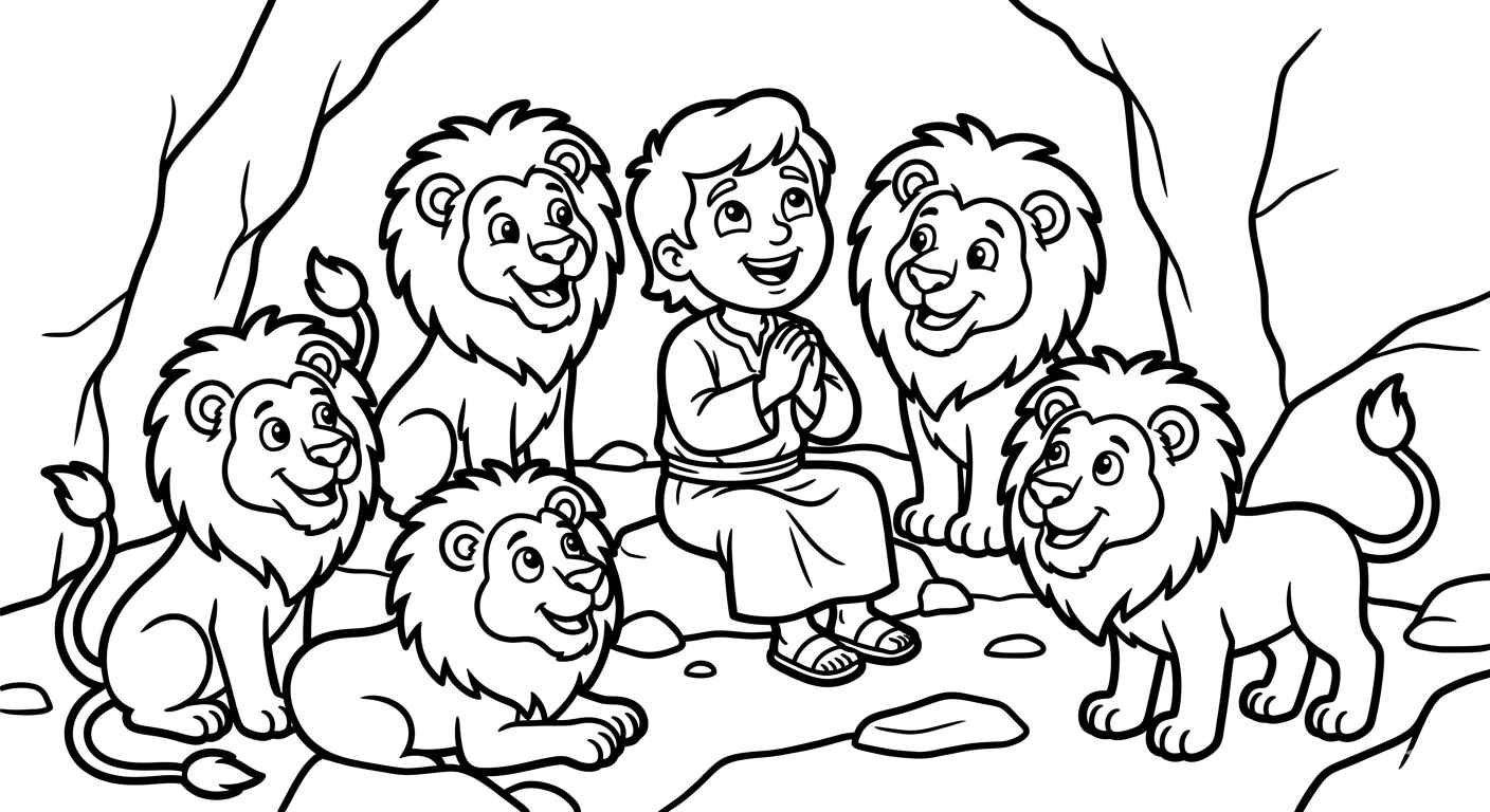 Desenho de Daniel Na Cova Dos Leoes Desenho Colorir Imprimir 24