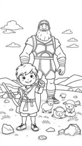 Desenho de Davi E Golias Desenho Colorir Imprimir 01