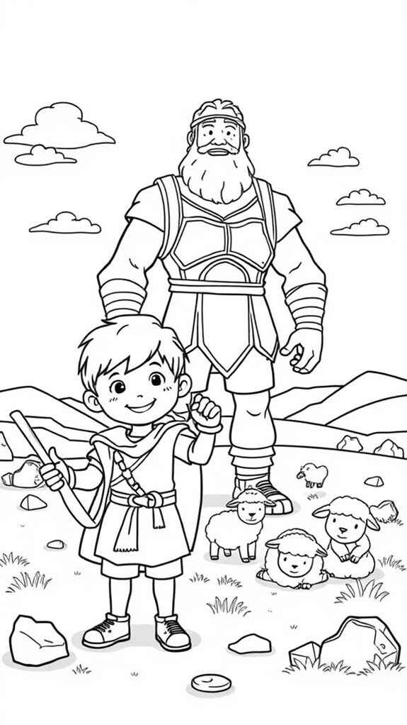 Desenho de Davi E Golias Desenho Colorir Imprimir 01