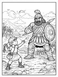 Desenho de Davi E Golias Desenho Colorir Imprimir 03