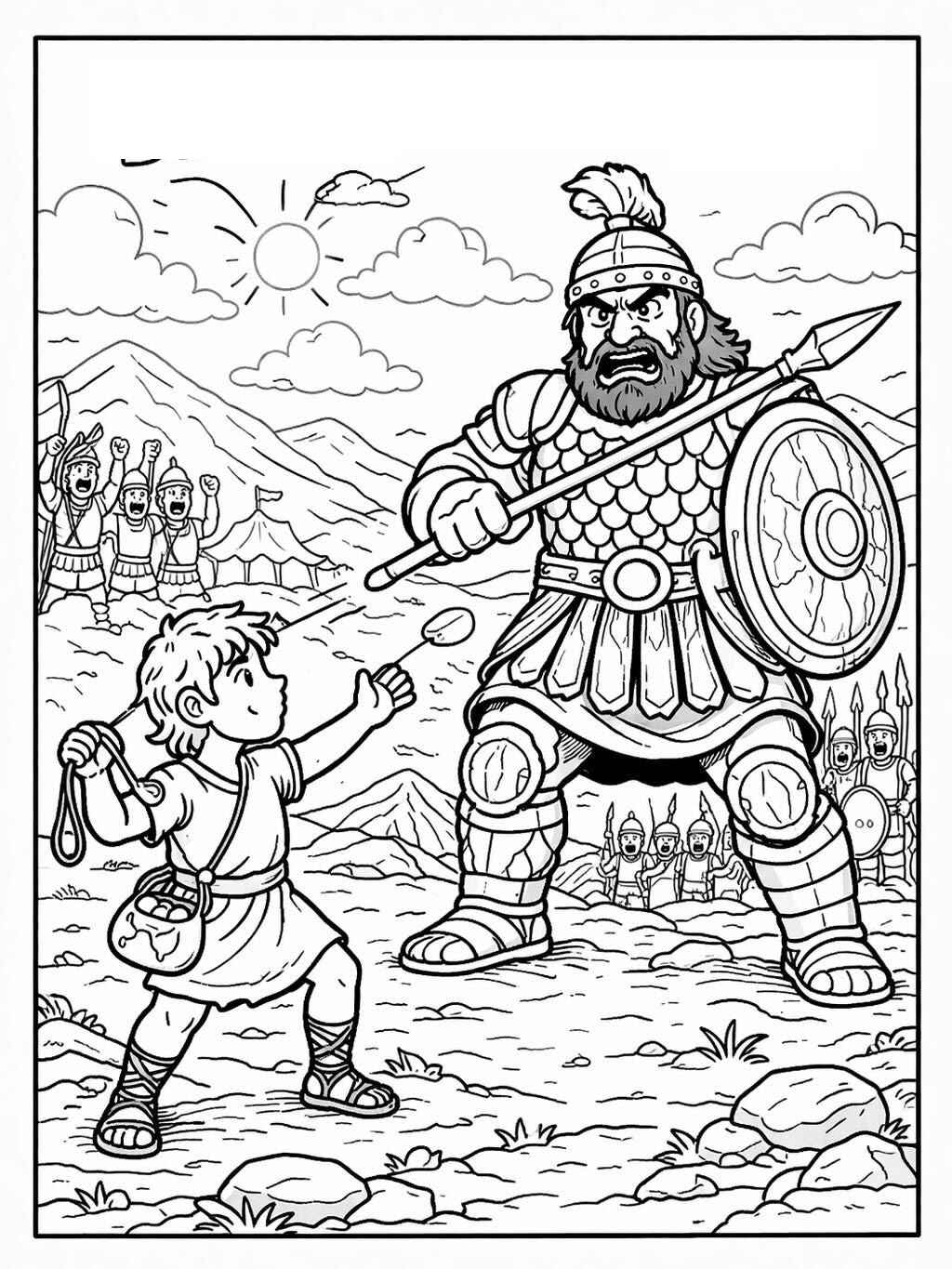 Desenho de Davi E Golias Desenho Colorir Imprimir 03