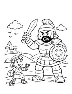 Desenho de Davi E Golias Desenho Colorir Imprimir 04