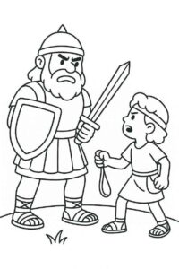 Desenho de Davi E Golias Desenho Colorir Imprimir 05