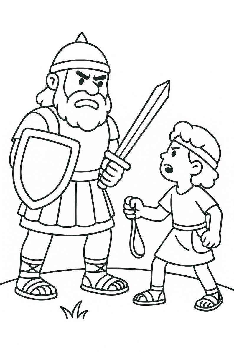 Desenho de Davi E Golias Desenho Colorir Imprimir 05