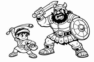 Desenho de Davi E Golias Desenho Colorir Imprimir 09