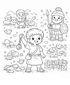 Desenho de Davi E Golias Desenho Colorir Imprimir 10