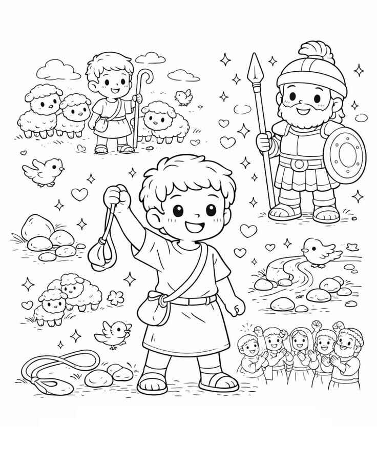 Desenho de Davi E Golias Desenho Colorir Imprimir 10