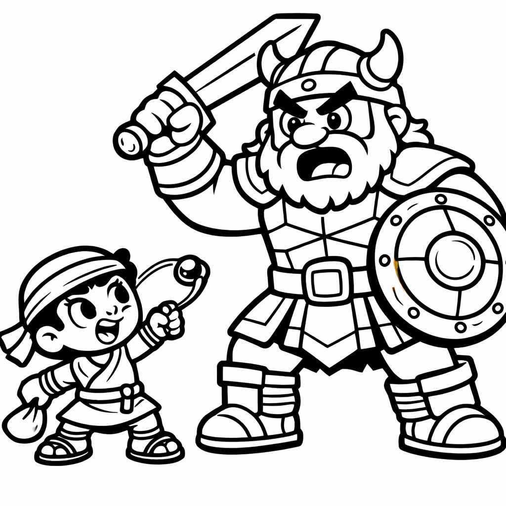 Desenho de Davi E Golias Desenho Colorir Imprimir 11