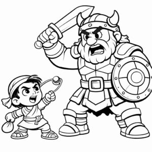 Desenho de Davi E Golias Desenho Colorir Imprimir 12