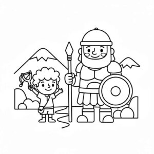 Desenho de Davi E Golias Desenho Colorir Imprimir 14