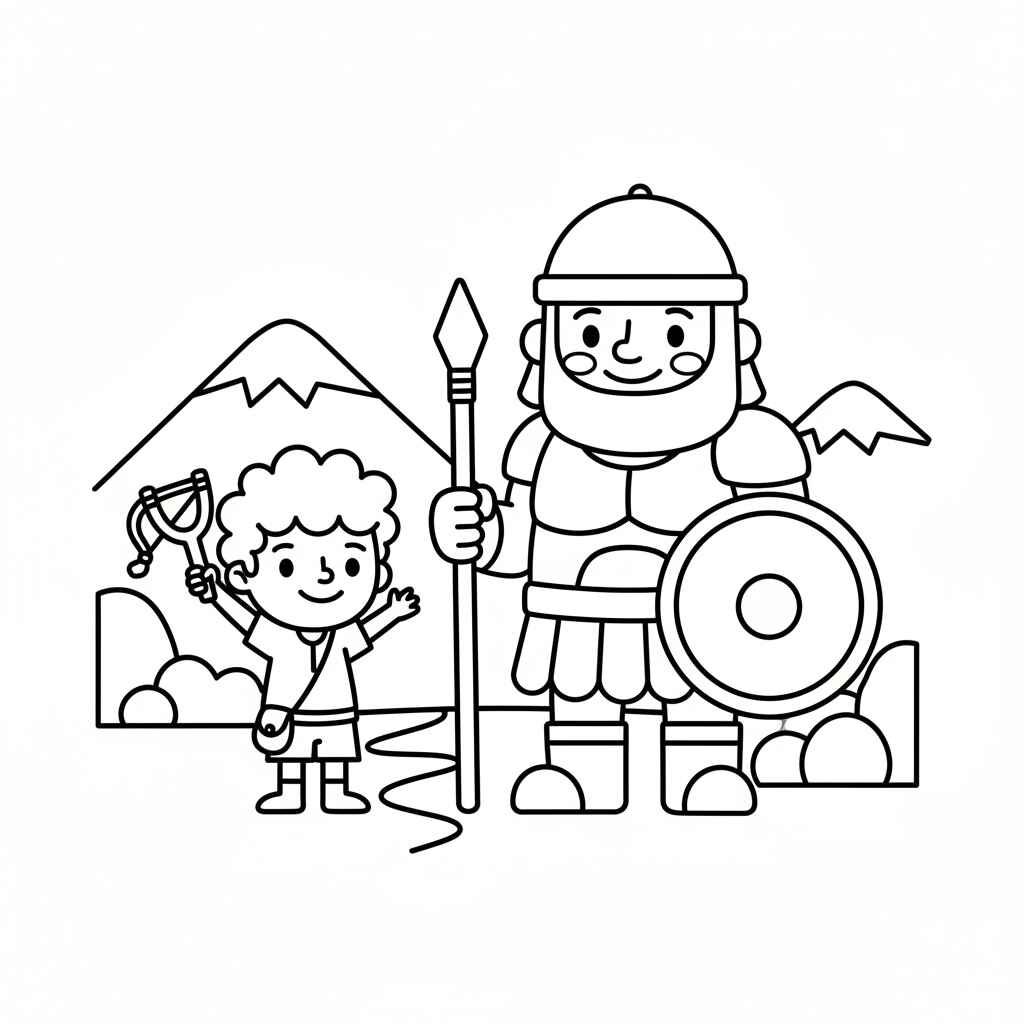 Desenho de Davi E Golias Desenho Colorir Imprimir 14