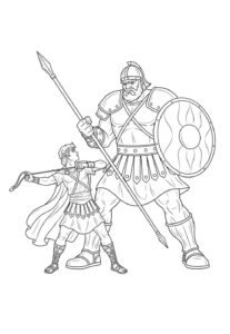 Desenho de Davi E Golias Desenho Colorir Imprimir 17