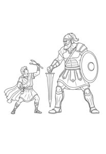 Desenho de Davi E Golias Desenho Colorir Imprimir 19