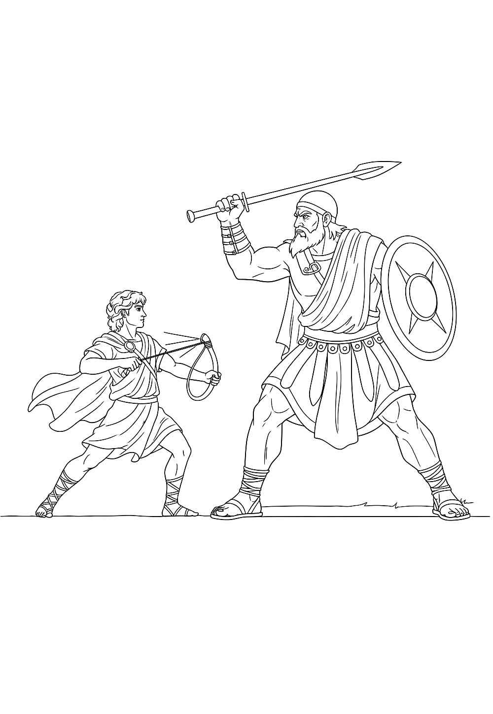 Desenho de Davi E Golias Desenho Colorir Imprimir 22