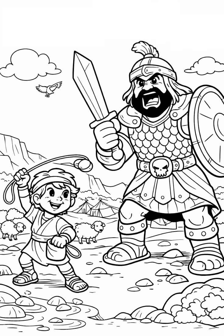 Desenho de Davi E Golias Desenho Colorir Imprimir 28