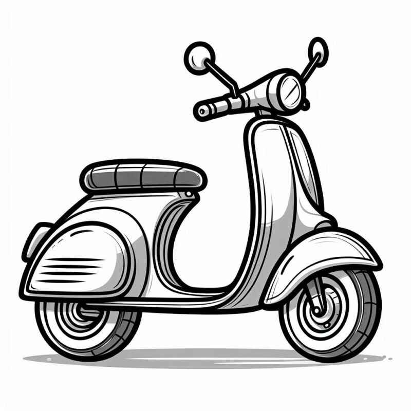 Desenho de Desenho Scooter Vintage Para Colorir