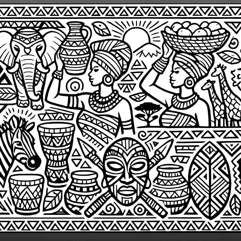 Desenho de Estampa Africana Desenho Colorir Imprimir 14