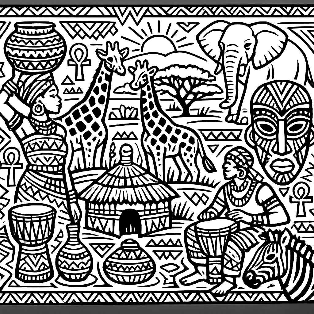 Desenho de Estampa Africana Desenho Colorir Imprimir 15