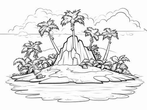 Desenho de Ilha Desenho Colorir Imprimir 01