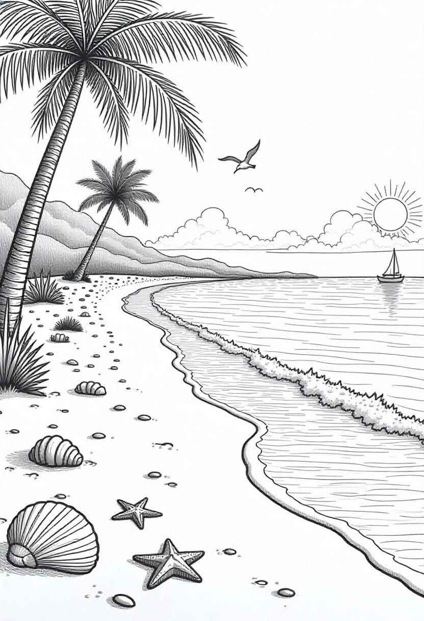 Desenho de Ilha Desenho Colorir Imprimir 07