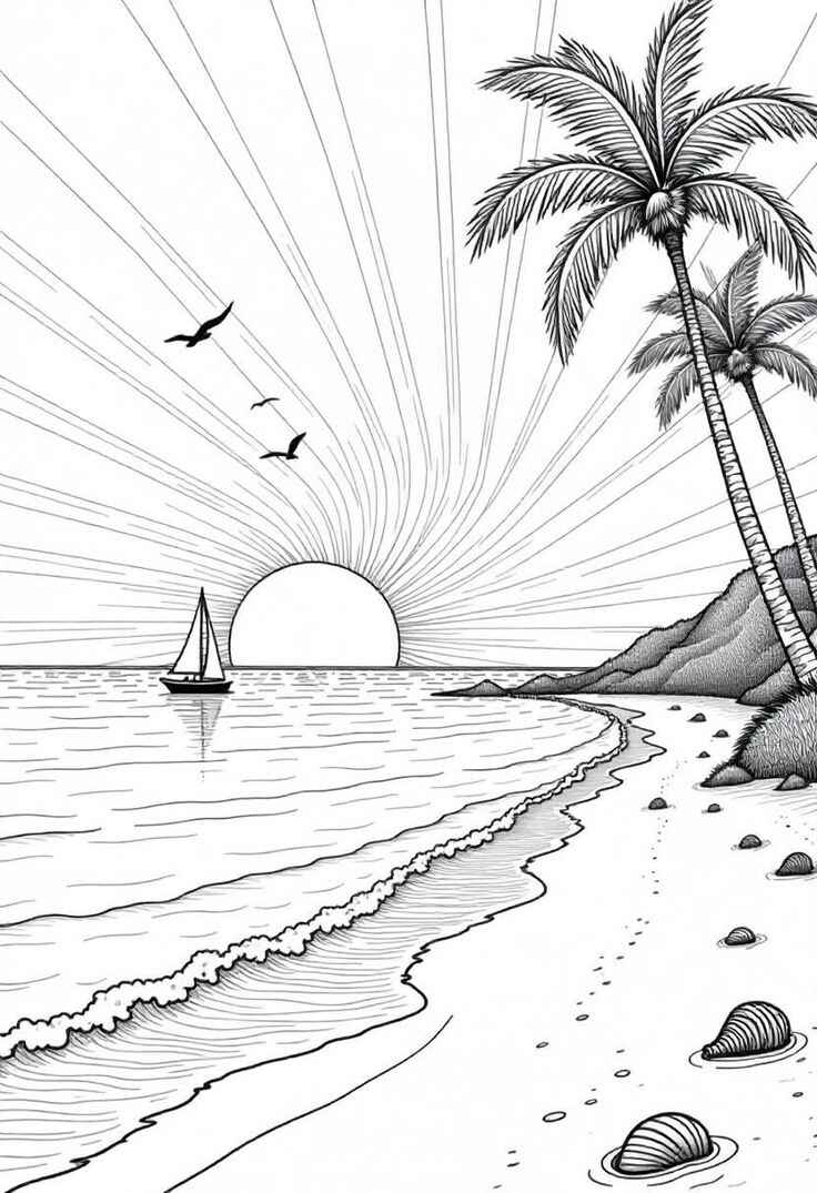 Desenho de Ilha Desenho Colorir Imprimir 11