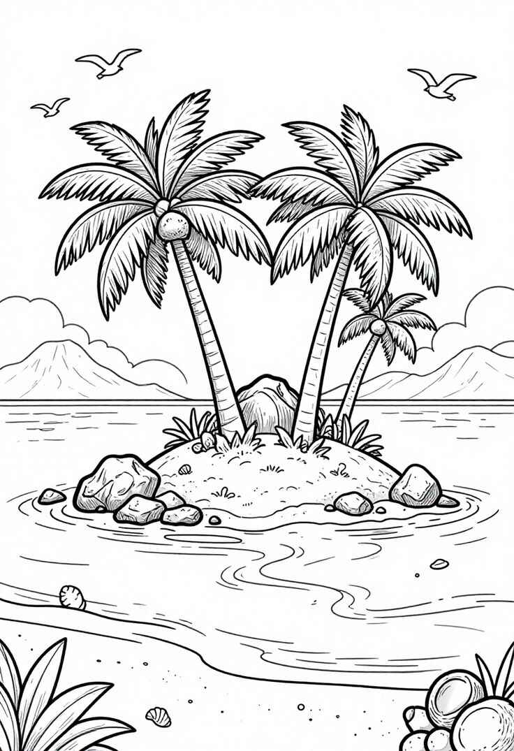 Desenho de Ilha Desenho Colorir Imprimir 29
