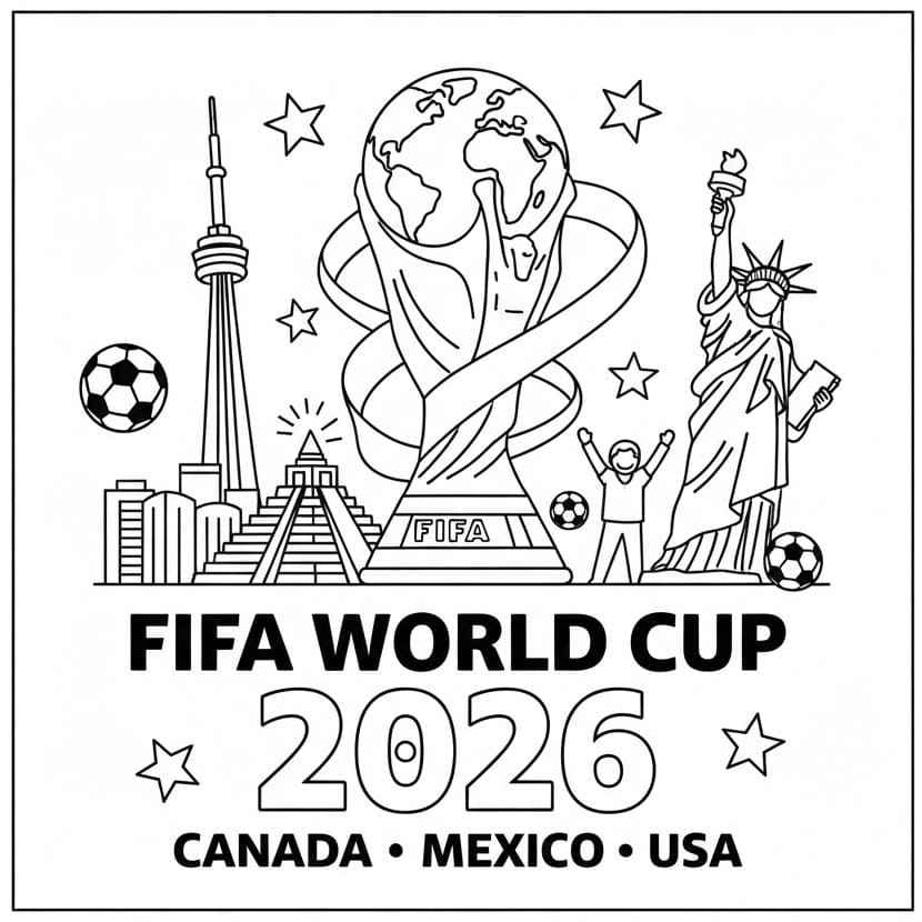 Desenho de Copa Do Mundo 2026 Desenho Colorir Imprimir 18