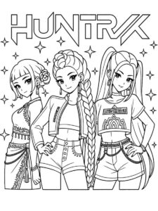Desenho de Guerreiras Do Kpop Trio Huntrx Desenho Colorir Imprimir 02