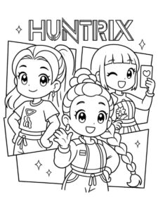 Desenho de Guerreiras Do Kpop Trio Huntrx Desenho Colorir Imprimir 03
