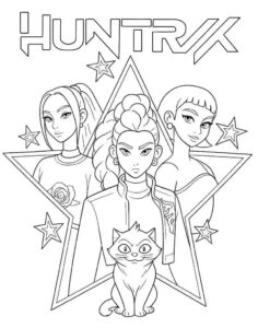 Desenho de Guerreiras Do Kpop Trio Huntrx Desenho Colorir Imprimir 04
