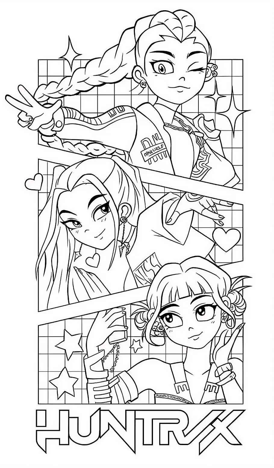 Desenho de Guerreiras Do Kpop Trio Huntrx Desenho Colorir Imprimir 05
